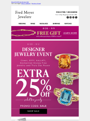 Fred Meyer Jewelers - Extra 25% Off: the Designer Sale