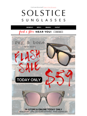 Solstice Sunglasses - TODAY ONLY! Your Choice of Two $59 Rag & Bone Sunglasses!