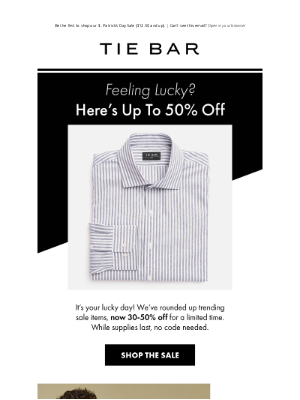 The Tie Bar - Lucky You: Here's 30-50% Off  ☘️
