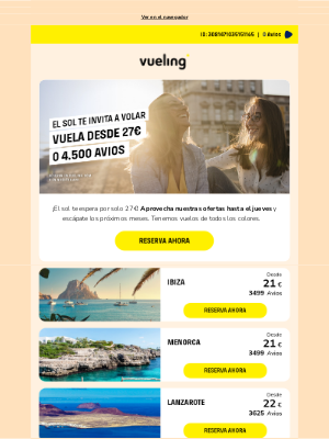 Vueling Airlines S.A. - Desde 27€, el sol te invita a volar 🌄🕶️