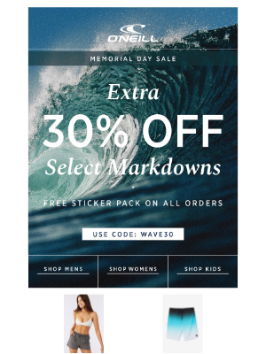 O'Neill - GOING FAST - Extra 30% Off Select Markdowns