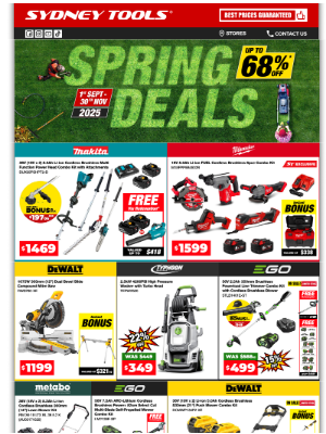 Sydney Tools (Australia) - Check out our latest SPRING DEALS! Shop In-Store Or Online Today!
