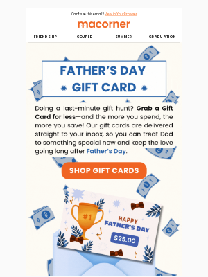 Macorner - Send Dad a gift card he’ll actually love, Donald — in seconds! 🤯