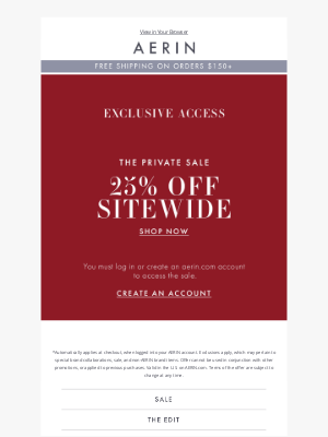 AERIN LLC - You’re Invited: Private Sale VIP Early Access