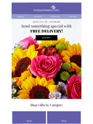 $14.99+ Off Fresh Flowers Today!