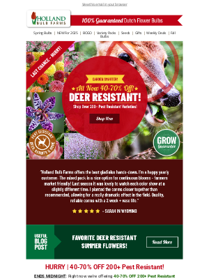 Holland Bulb Farms - OH DEER 🦌 70% OFF Pest Resistant Ends Midnight!