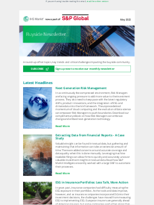 IHS Markit - Buyside Customer Newsletter