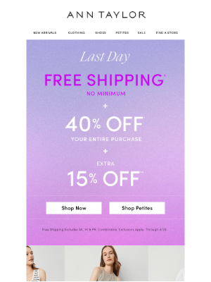 LOFT - Free Shipping + 40% Off + Extra 15% Off!