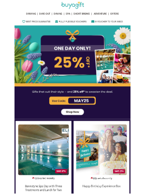 Buy A Gift (United Kingdom) - One day only: 25% off gifts that wow