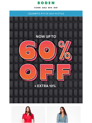 Boden USA - Up to 60% OFF + an extra 10% for 4th of July🎇