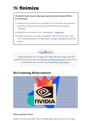 Finimize - 👑 Nvidia's back