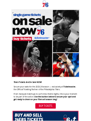Philadelphia 76ers - 🔥 Single Game Tickets On Sale NOW 🔥