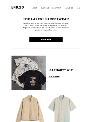 END. - The latest streetwear drops from Carhartt WIP, Represent & END. x Aries - shop now