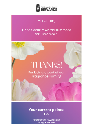 The Yankee Candle Company - Carlton, Here’s Your Monthly Points Summary