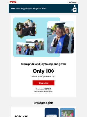 CVS Pharmacy - 10¢ 4x6 Prints (Min. 75), a FREE 8x10 Print and More — These Offers Make the Dean’s List!
