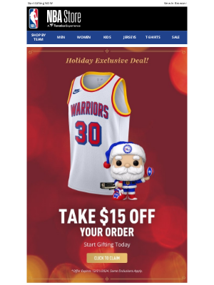 Los Angeles Clippers - Ho Ho Hoops! $15 Off Your Order!