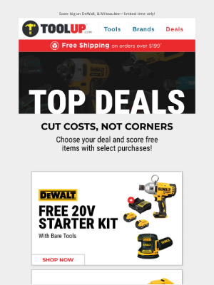 Toolup - Top 5 DeWalt & Milwaukee Deals This Month