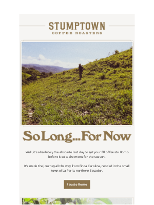 Stumptown Coffee Roasters - Last day for Fausto Romo