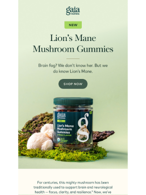 Gaia Herbs - Lion’s Mane Gummies Are Here 🍄