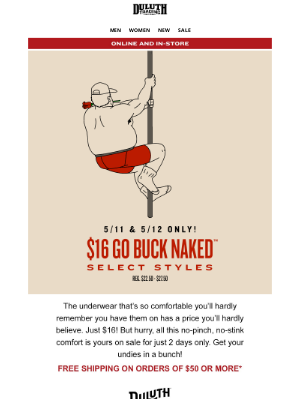 2 Days Only - $16 Go Buck Naked Underwear FLASH SALE!