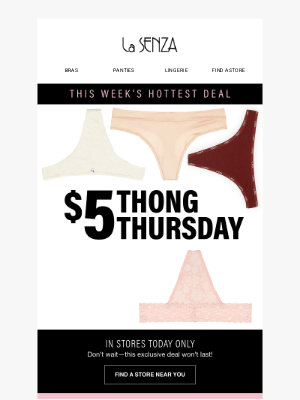 La Senza - $5 Thongs — 24 Hours 🛍 In Stores Only