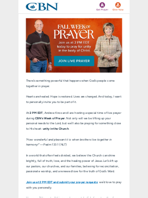 The Christian Broadcasting Network - Healing, unity, revival; join the Body in prayer today