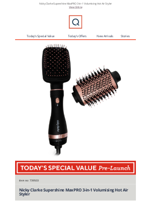 QVC (United Kingdom) - See Today's Special Value Pre-Launch: Nicky Clarke Supershine MaxPRO 3-in-1 Volumising Hot Air Styler