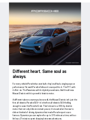 Porsche - The Macan Electric. Crowning a champ. Your summertime Porsche.
