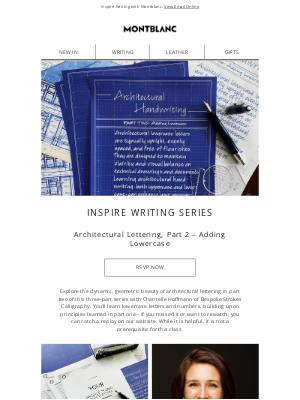 Montblanc - Join our next Inspire Writing class tomorrow - Architectural Lettering Part 2