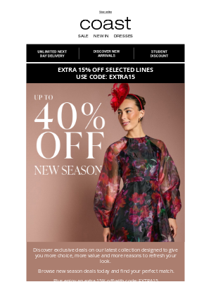 Up to 40% off New Season