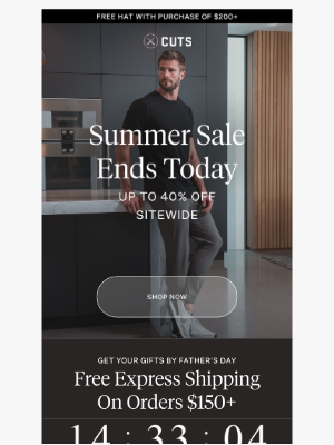 Cuts Clothing - ENDS TODAY: Up to 40% Off  + Free Express Shipping