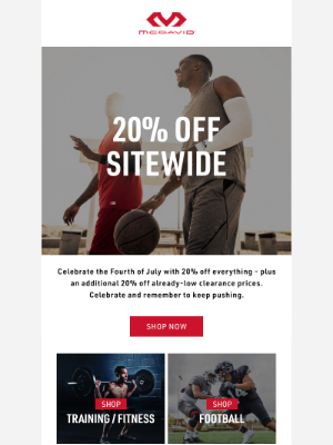 Mcdavid Sports Medical - Celebrate Early: 20% Off Sitewide Starts Now 🎆