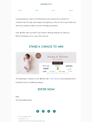 Nanobébé - Don't Miss Out! Last Chance to Enter Our Bump & Bloom Giveaway!