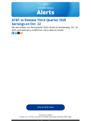 AT&T - AT&T to Release Third-Quarter 2025 Earnings on Oct. 22