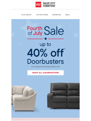 Value City Furniture - ATTN BARGAIN HUNTERS: Up to 40% OFF Doorbusters!