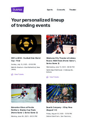 StubHub - Your event lineup: W61 vs W62 - Football Club World Cup - Final