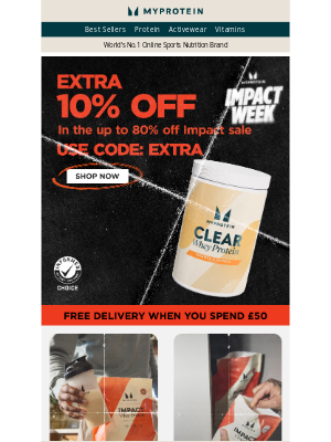 Myprotein (United Kingdom) - Up to 80% off Impact SALE is ending soon