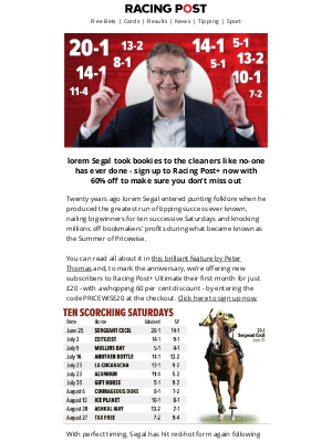 Racing Post - Celebrate the Summer of Pricewise with 60% off Racing Post+