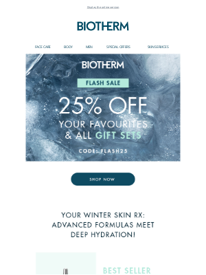 Biotherm (Canada) - Winter Self-Care Flash Sale! 25% Off Sets & More!