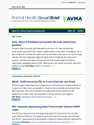 American Veterinary Medical Association (AVMA) - Colo. State U finalizes curriculum for new veterinary position