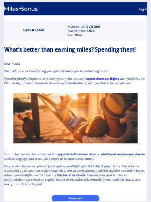 Aegean Airlines - How to spend your miles!