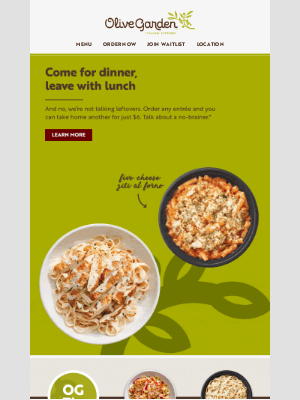 Olive Garden - Come for dinner, leave with lunch