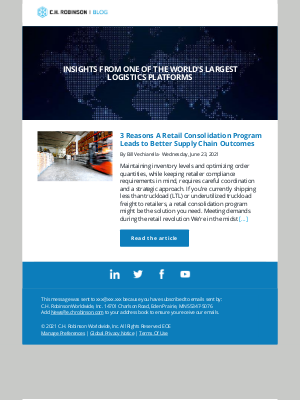 C.H. Robinson - 3 Reasons A Retail Consolidation Program Leads to Better Supply Chain Outcomes