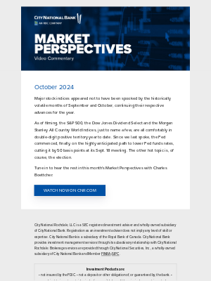 City National Bank - Market Perspectives: October 2024, Not so Spooky