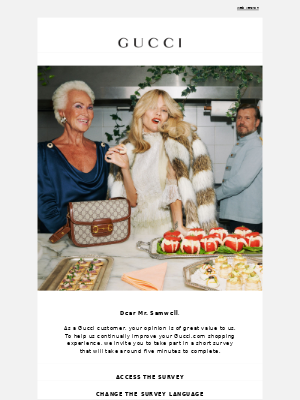 survey email by Gucci