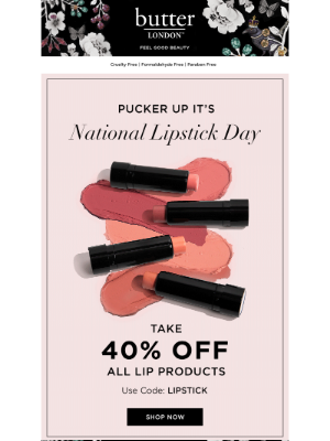 Butter London - Take 40% Off ALL Lip Products 💋