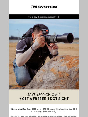 Olympus - June OM-1 Offers: Free EE-1 Dot Sight + Save $1400 on a Super Telephoto Bundle