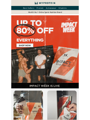 Myprotein (United Kingdom) - Up to 80% off EVERYTHING 🚨
