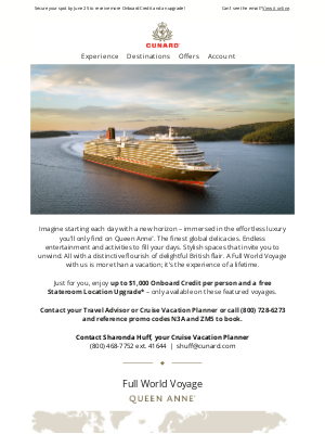 Cunard (United Kingdom) - Only weeks remain to book this incredible offer