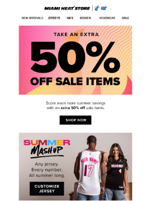 Miami Heat - Save an EXTRA 50% off sale items 💥